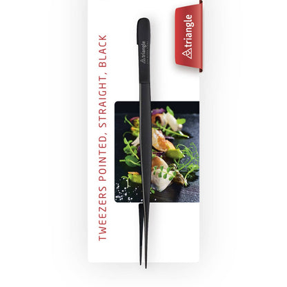 Black tweezers in packaging with &