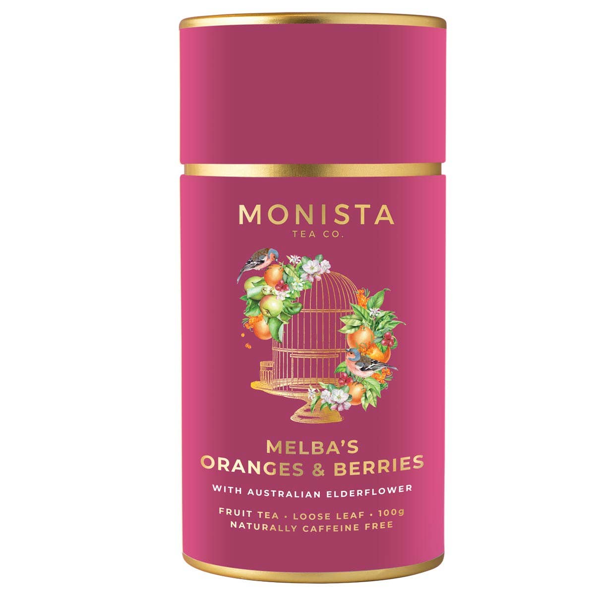 Pink tea canister of Monista Tea Co.&