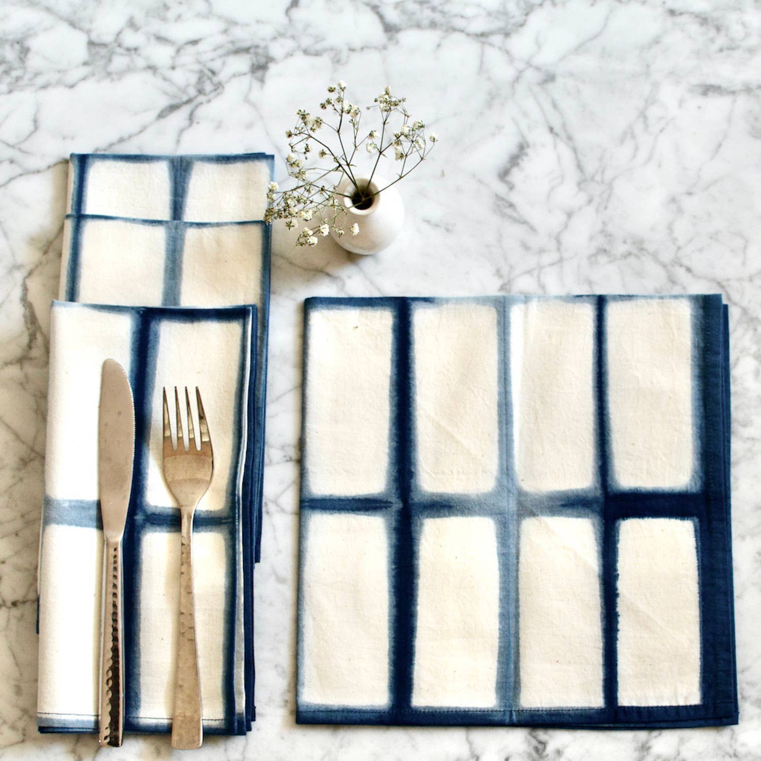 Blue Indigo Cotton Dinner Napkins - Set of 4