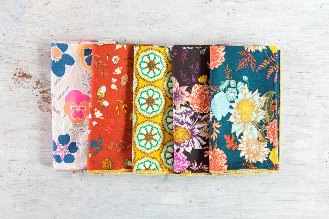 Winter Floral Cloth Napkins, Set of 4