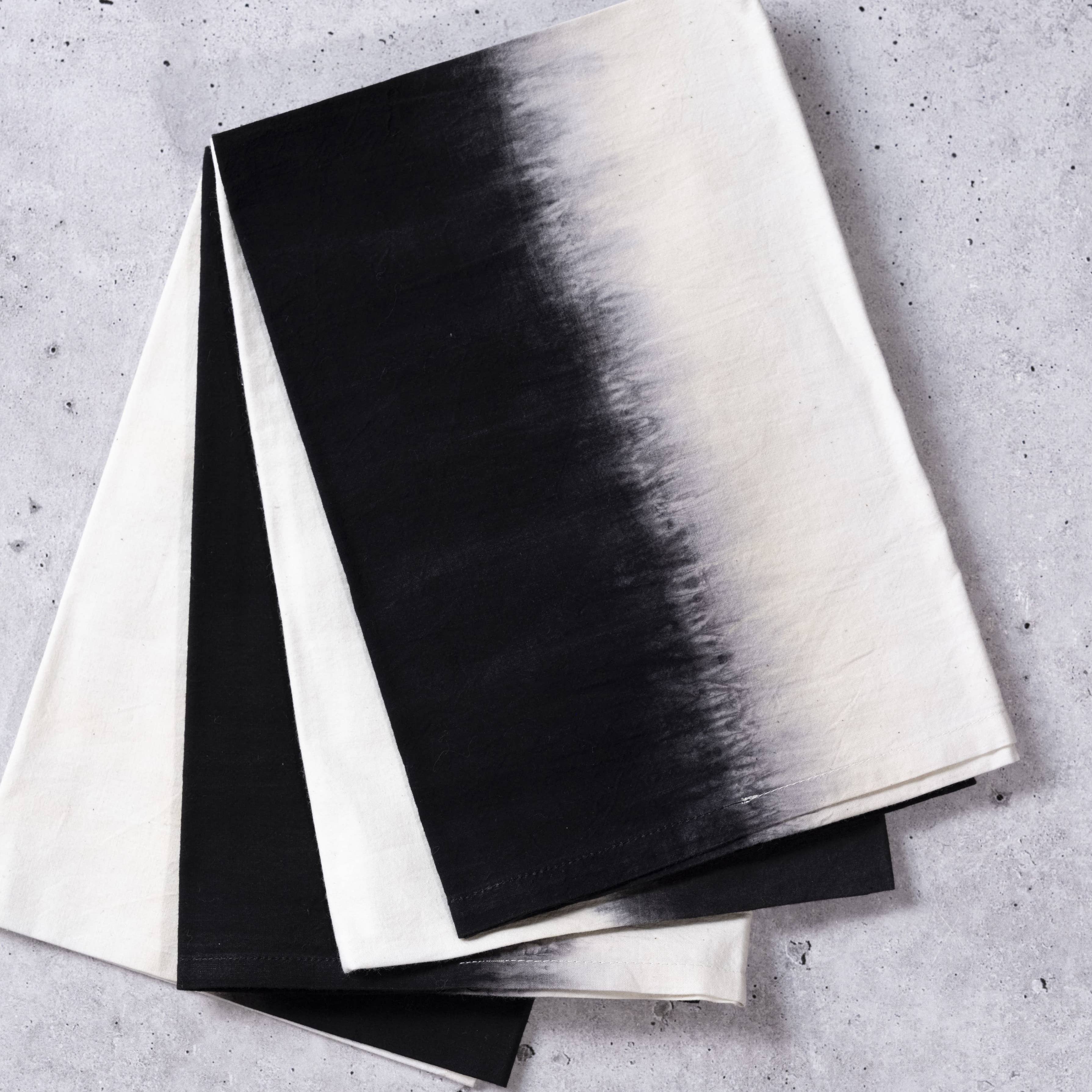 Black Ombre Cotton Dinner Napkins - Set of 4