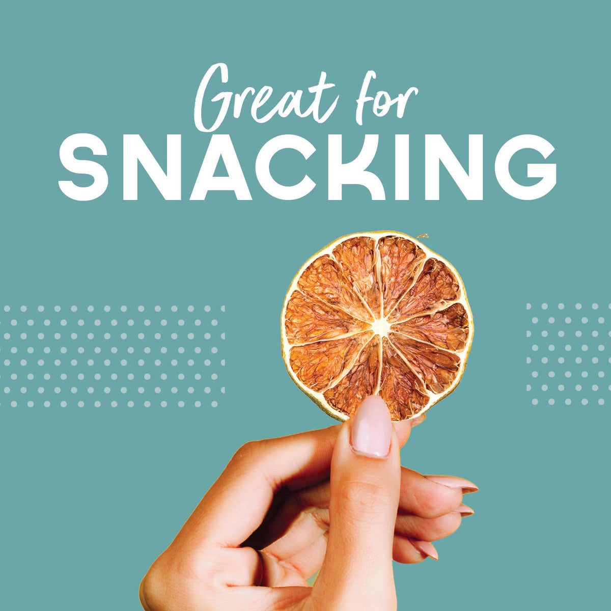 Hand holding a dried lime slice with &