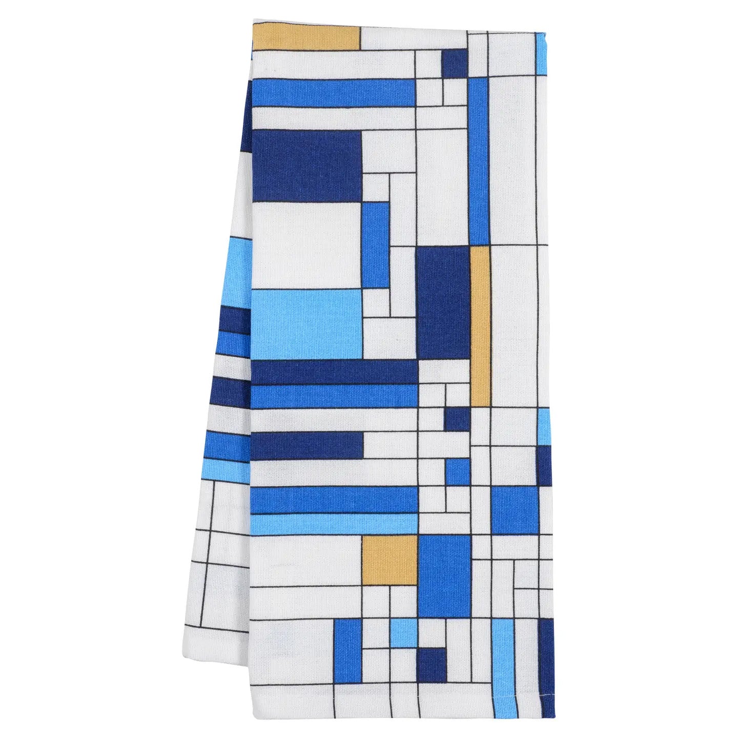 Colorful geometric patterned towel on a white background