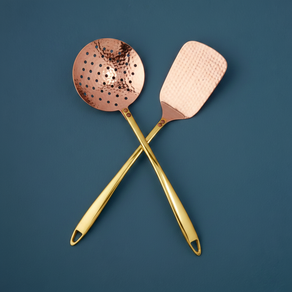 Hand Hammered Copper Skimmer and Spatula Bundle