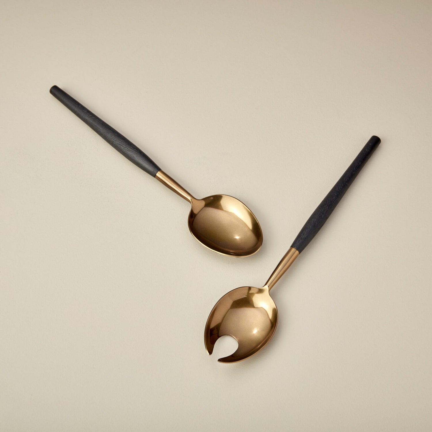 Mango Wood and Aged Bronze Serving Set