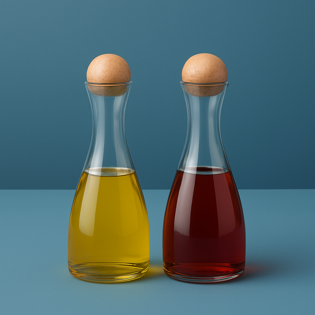 Glass &amp; Mango Wood Cruet Set