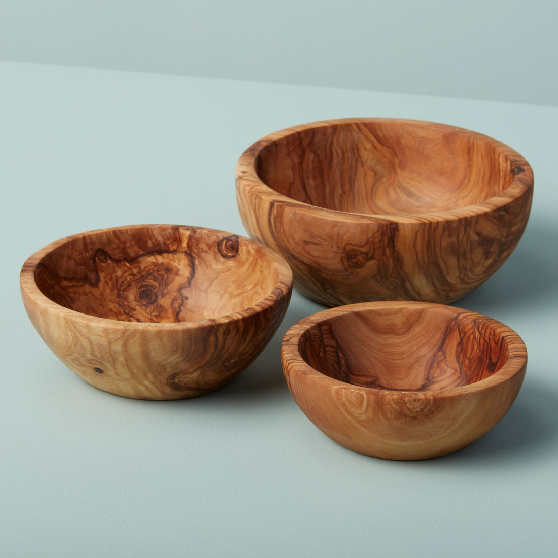 Olive Wood Nesting Bowls, Small Set of 3