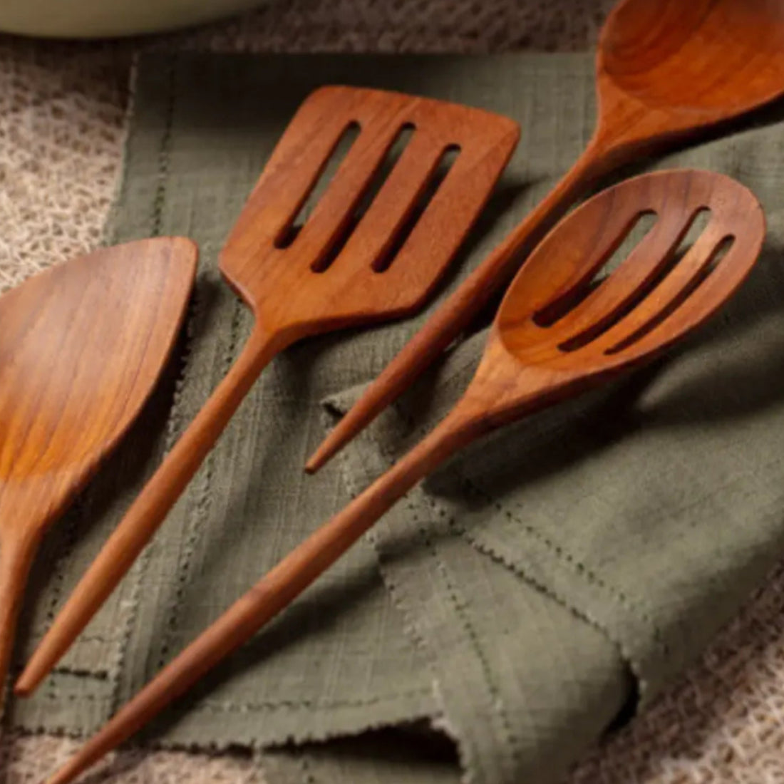 Padma Teak Mini Kitchen Utensils, Set of 4