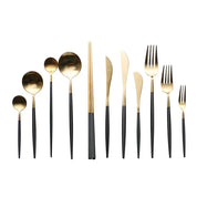 Altin 6 Piece Flatware Set - Black and Gold - Tea + Linen