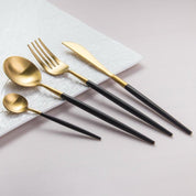 Altin 6 Piece Flatware Set - Black and Gold - Tea + Linen
