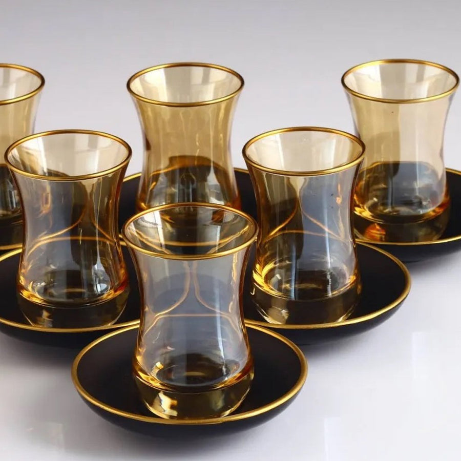 Amber Turkish Tea Cups and Saucers - Tea + Linen