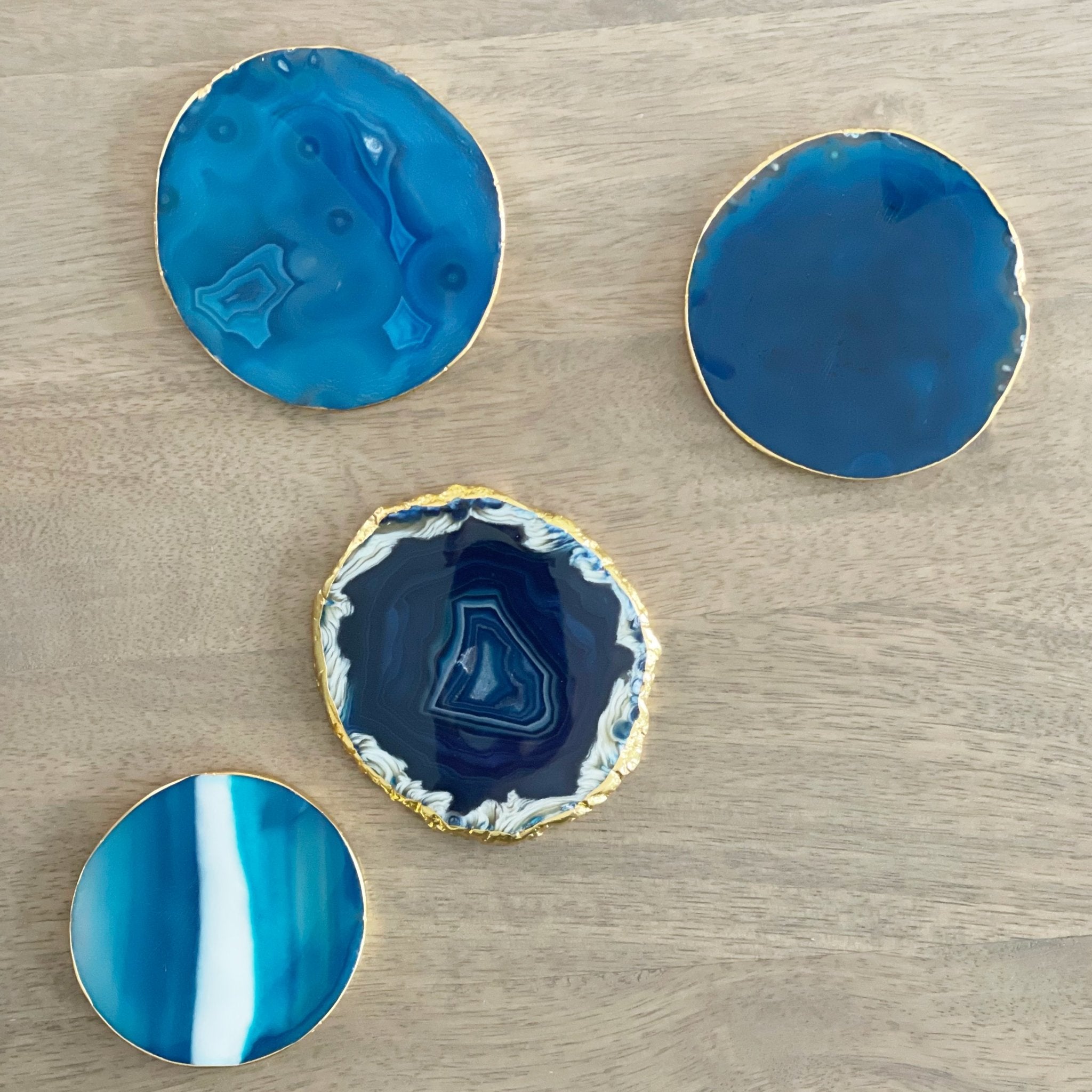 Blue Agate Coasters - Set of 4 - Tea + Linen