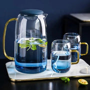 Blue Ombre Glass Pitcher and Cups Set - Tea + Linen