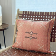 Cactus Silk Pillow - Warm Red and Brown - Tea + Linen