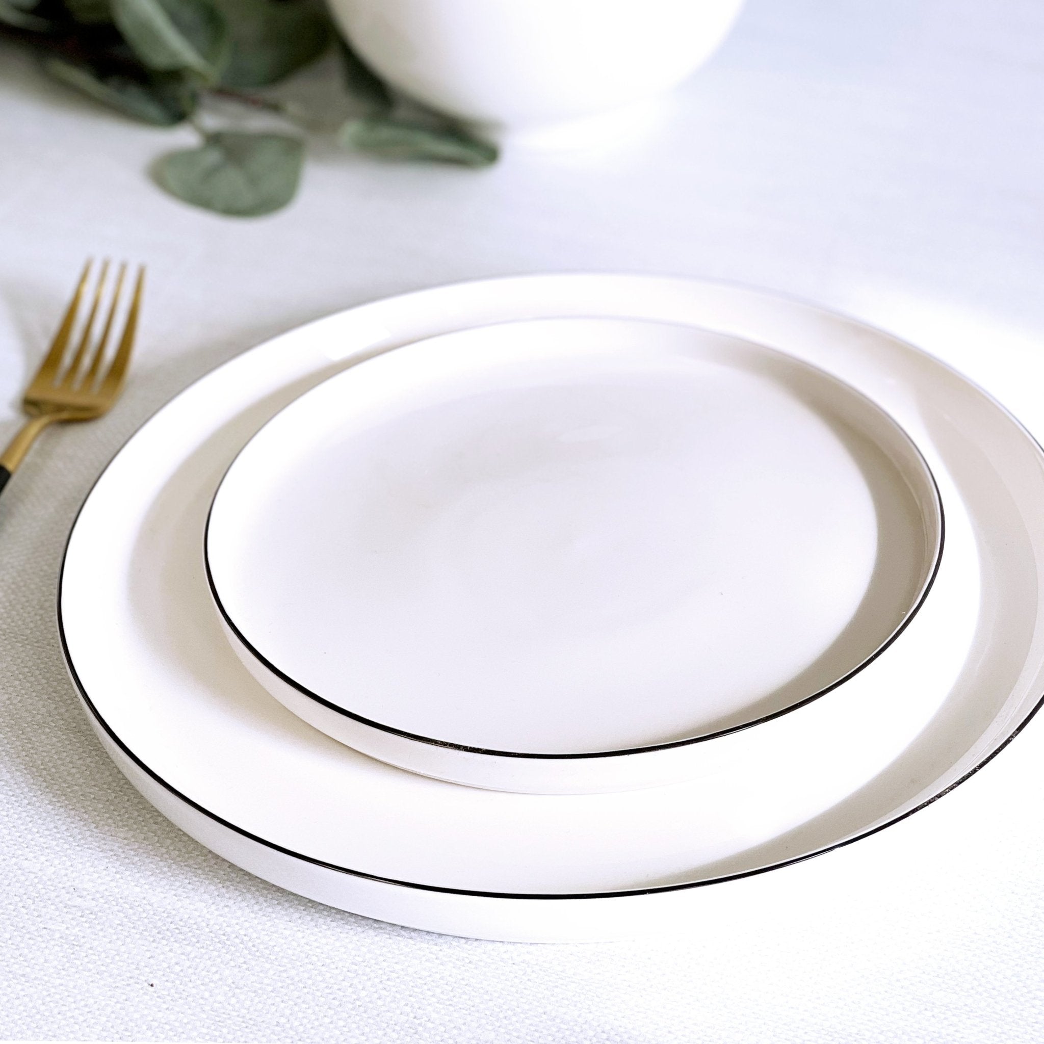Cameron Black Rim Dinnerware - Tea + Linen