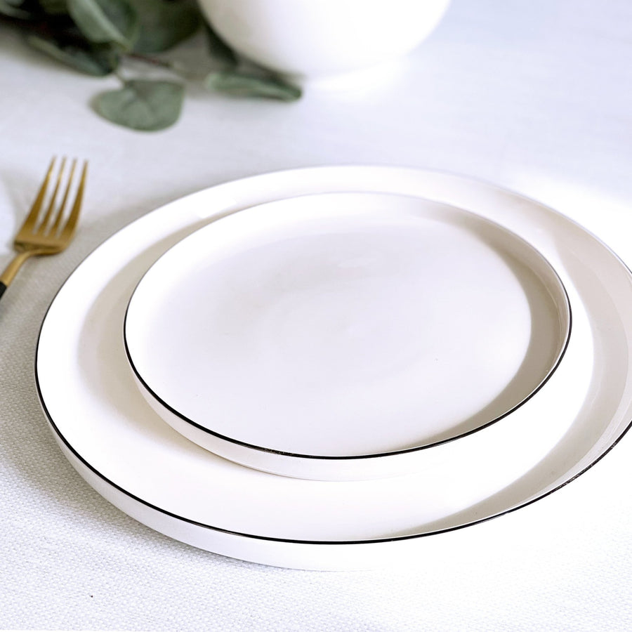 Cameron Black Rim Dinnerware - Tea + Linen