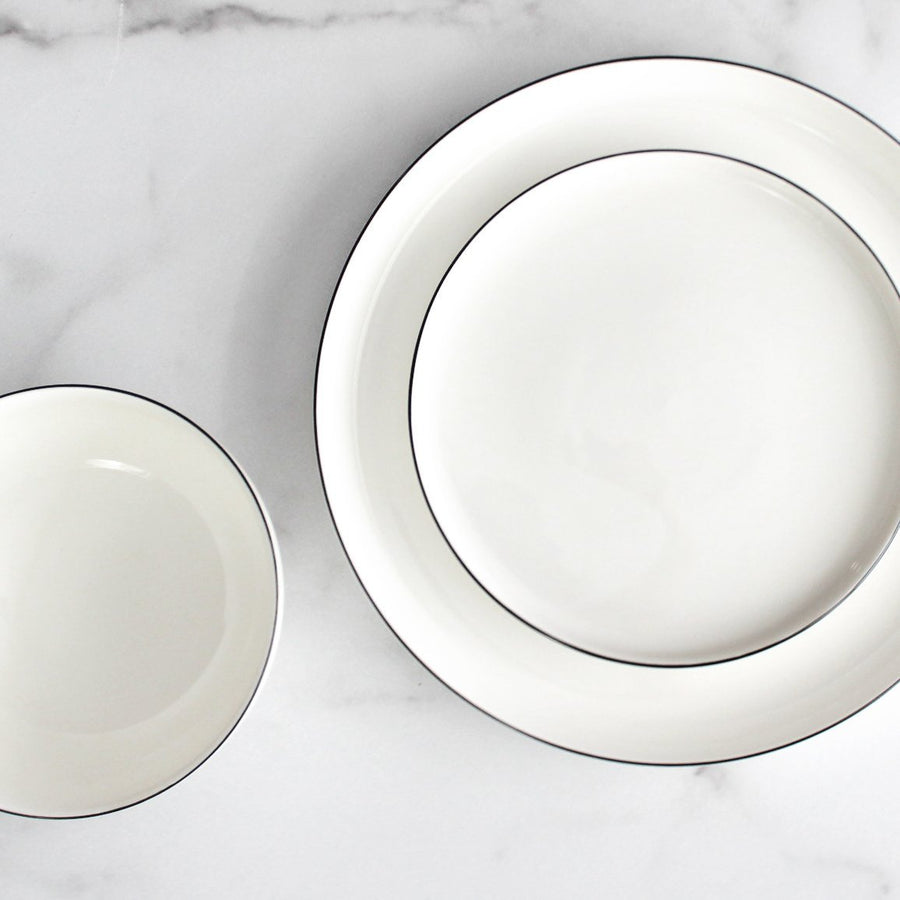 Cameron Black Rim Dinnerware - Tea + Linen