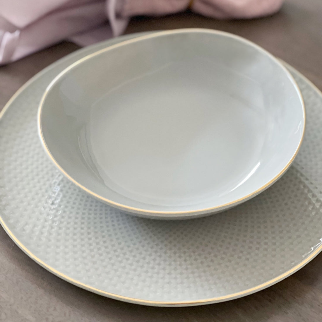 Camille Bone China Dinnerware Set - French Gray - Tea + Linen