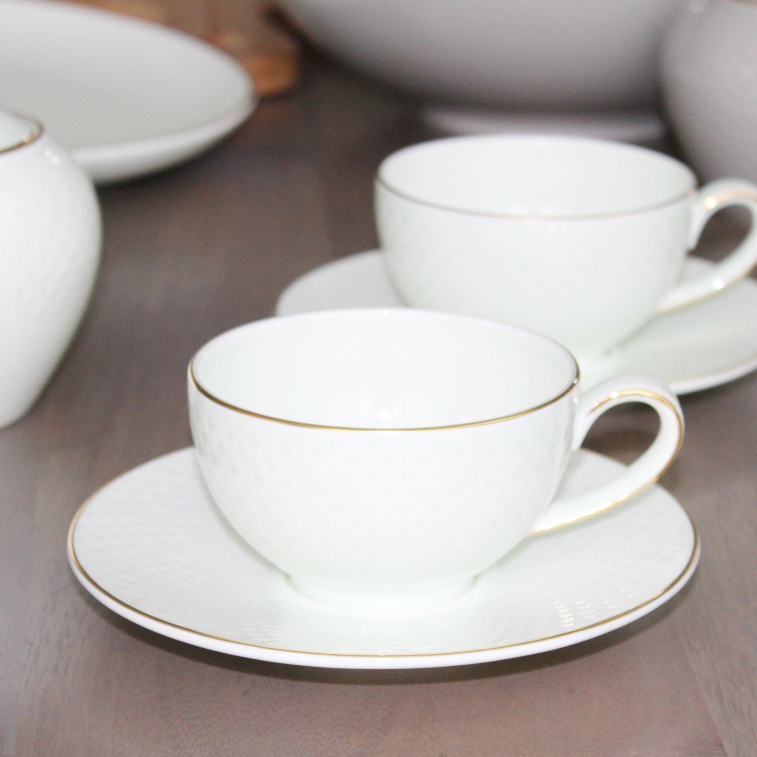 Camille Bone China Dinnerware Set - White - Tea + Linen