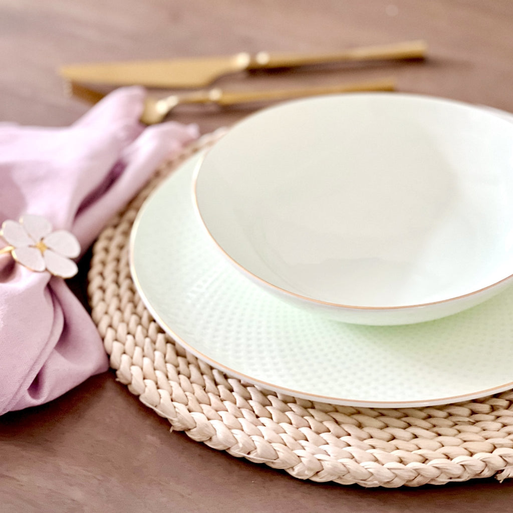 Camille Bone China Dinnerware Set - White - Tea + Linen