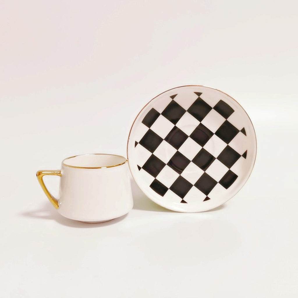 Checkered Espresso Cups - Set of 6 - Tea + Linen