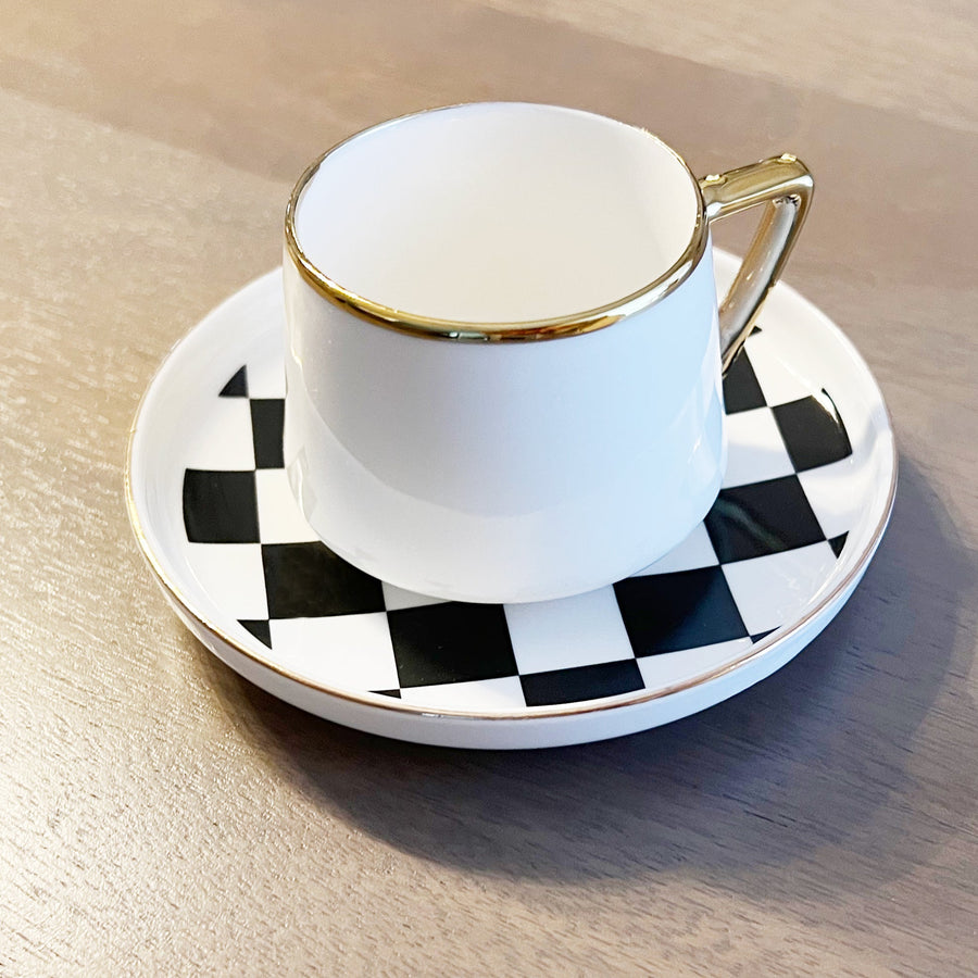 Checkered Espresso Cups - Set of 6