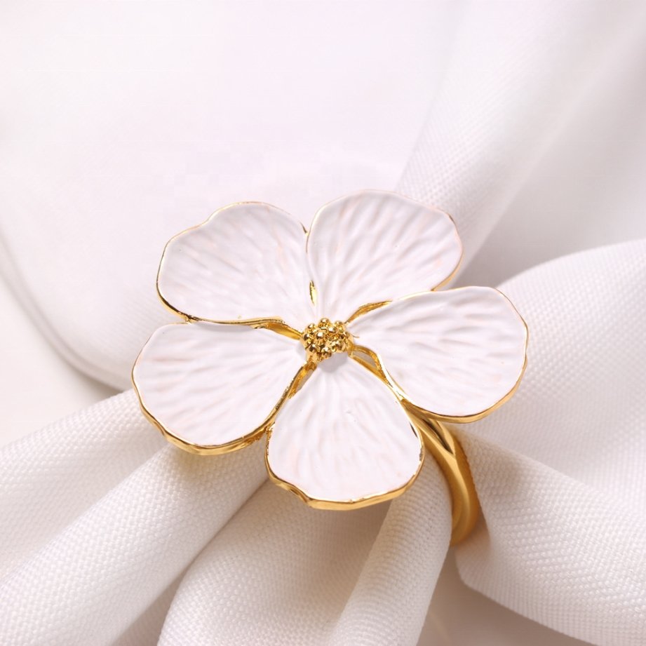 Chelsea Flower Napkin Ring - Set of 4 - Tea + Linen