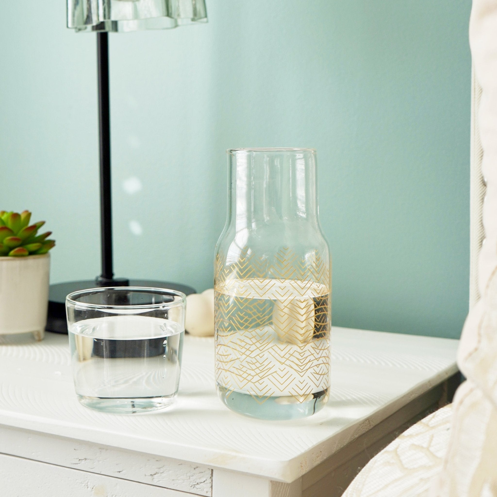 Chevron Bedside Carafe - Tea + Linen