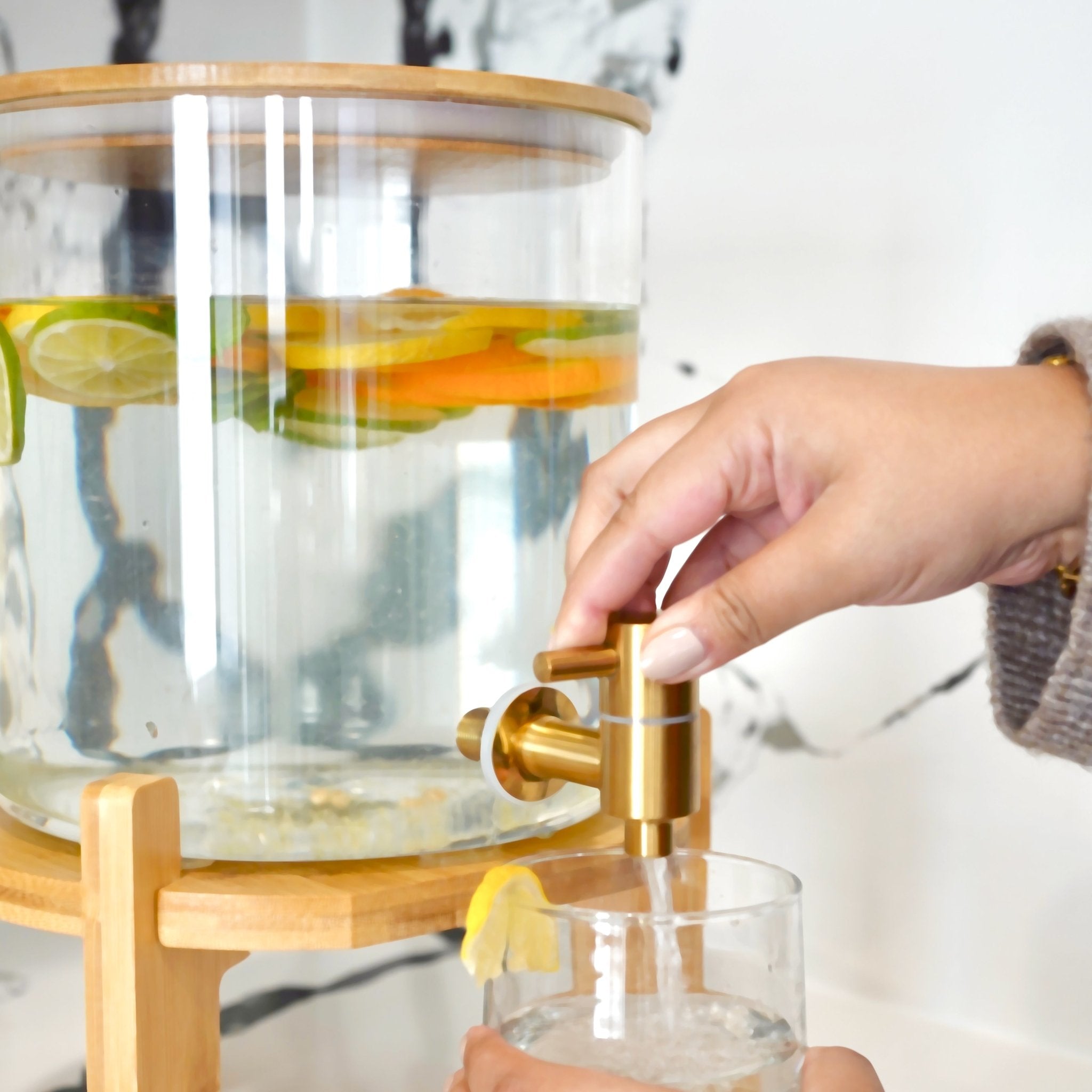 Glass Drink Dispenser with Stand (pre-order) - Tea + Linen