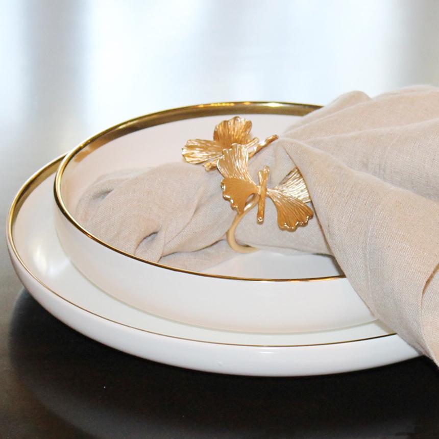 Gold Garden Napkin Ring - Set of 4 - Tea + Linen