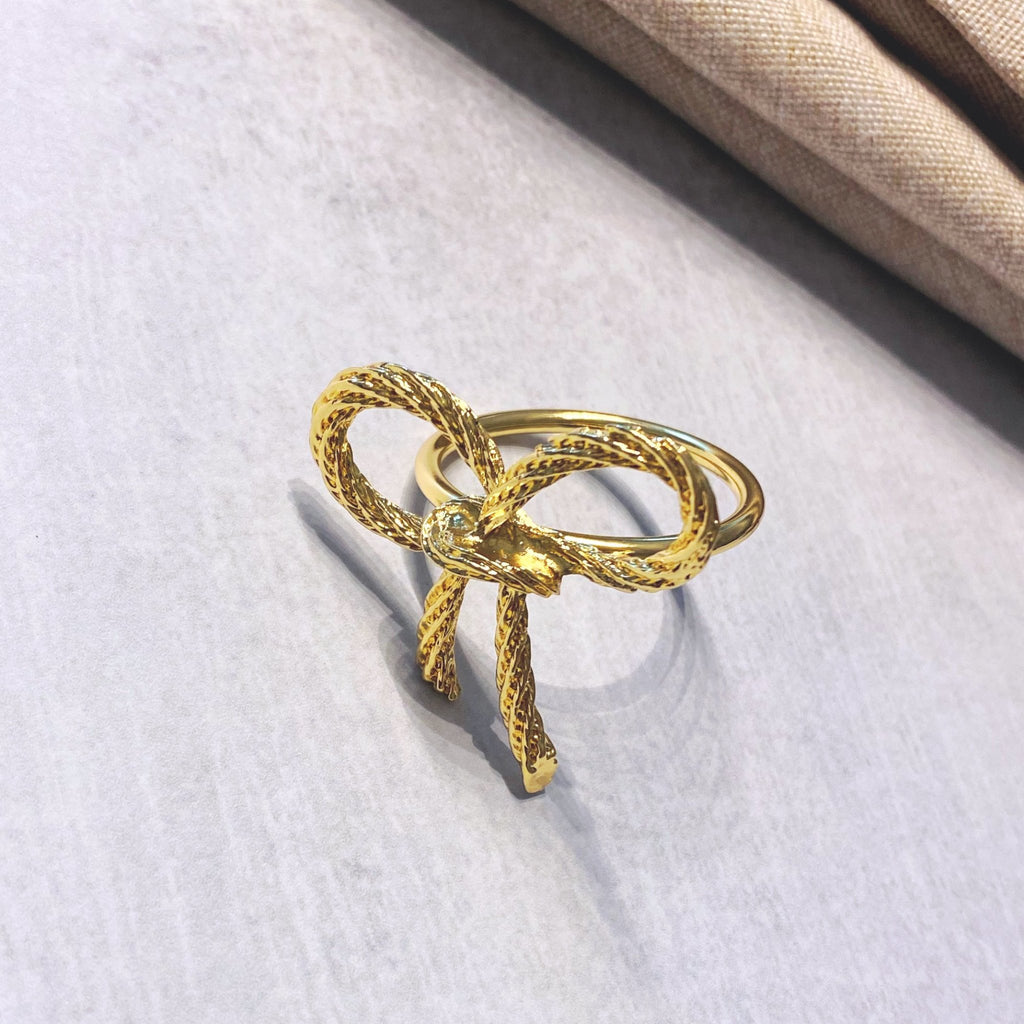 Gold Plated Bow Napkin Ring - Tea + Linen
