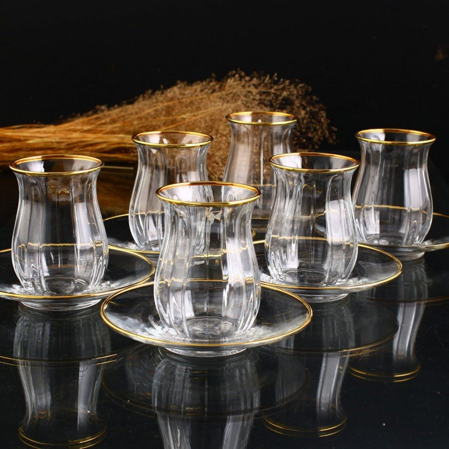 Gold Rim Tea Cups - Set of 6 - Tea + Linen