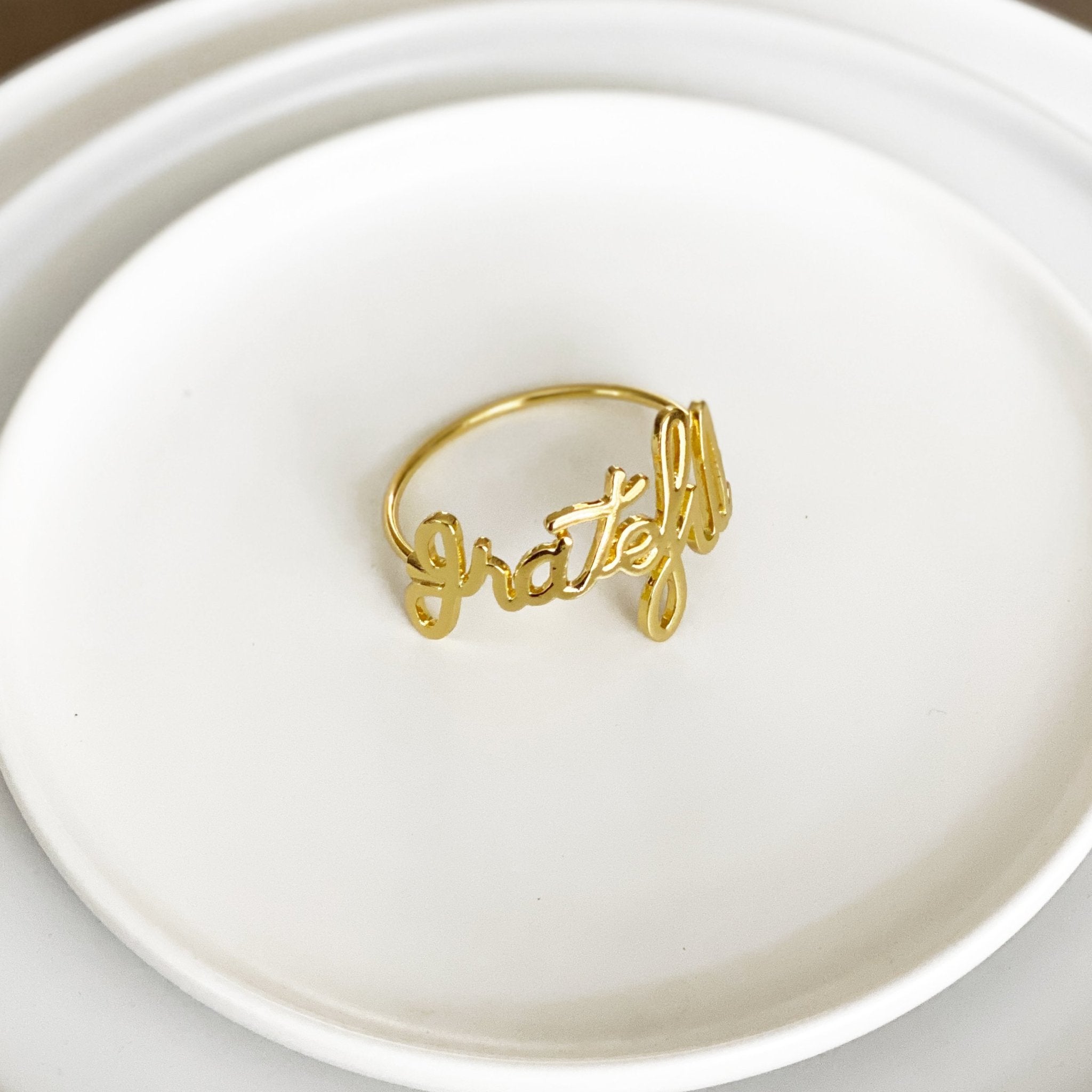 Grateful Napkin Ring - Gold - Tea + Linen