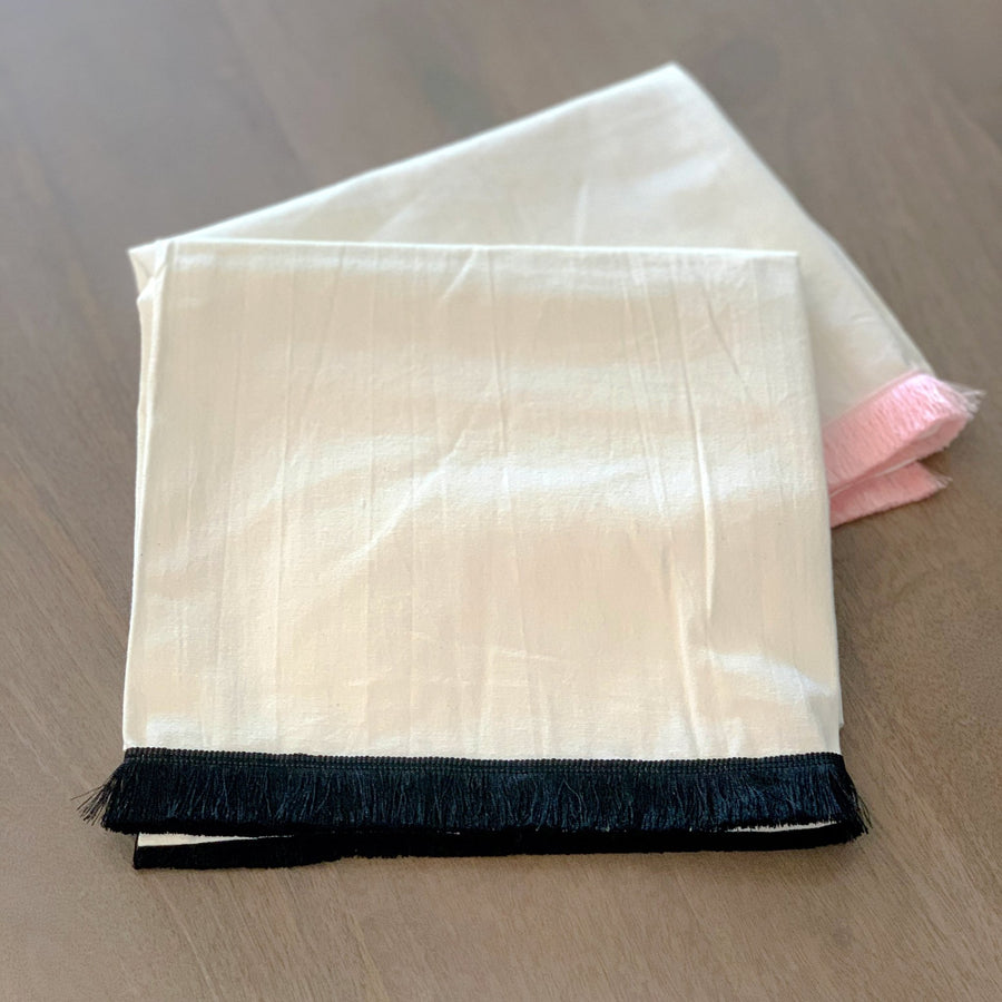 Handmade Black Fringe Tea Towel - Tea + Linen