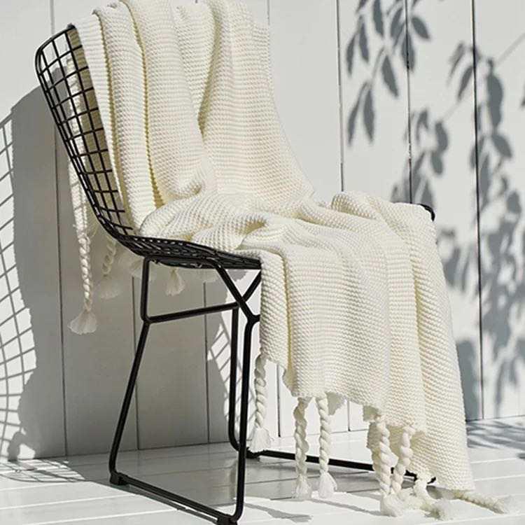 Ivory Knit Throw Blanket - Tea + Linen