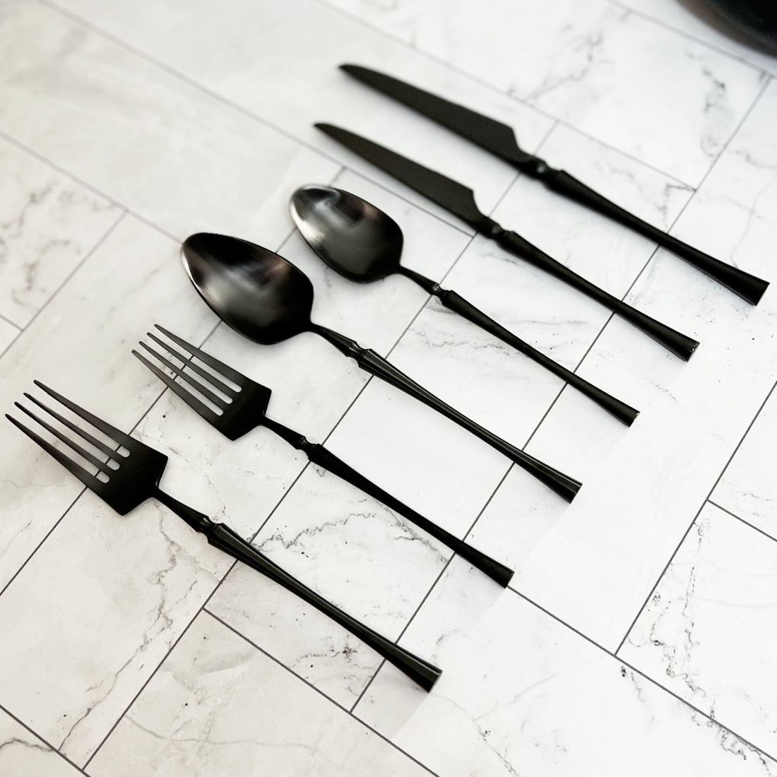 Laurel Flatware Set - Black - Tea + Linen