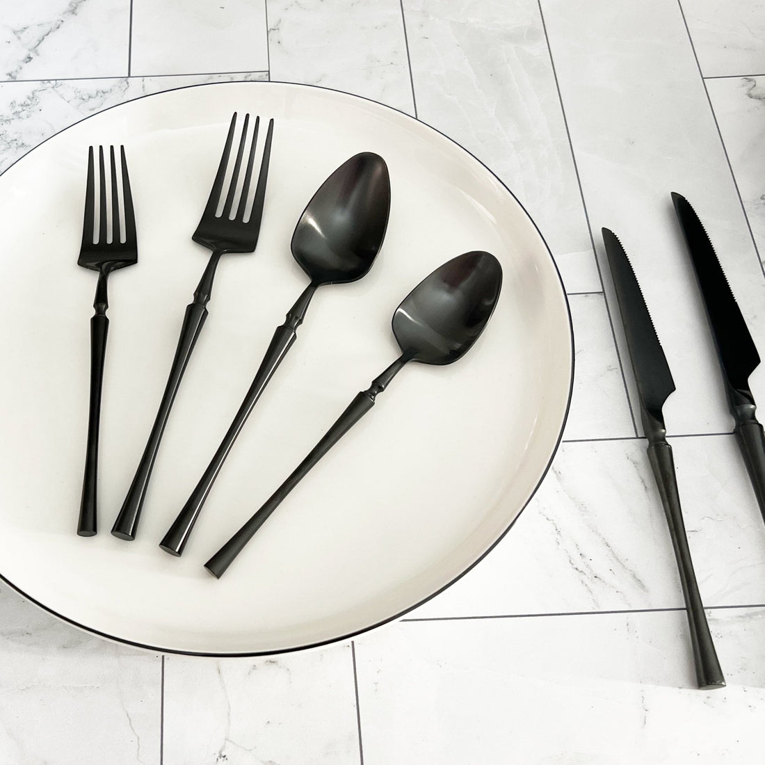 Laurel Flatware Set - Black - Tea + Linen