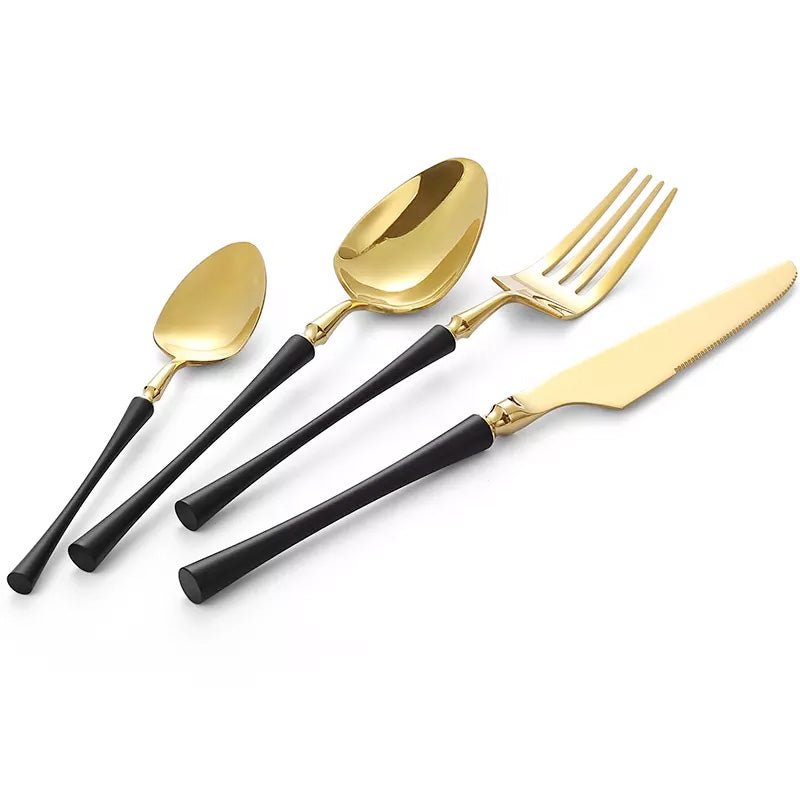 Laurel Flatware Set - Black and Gold - Tea + Linen
