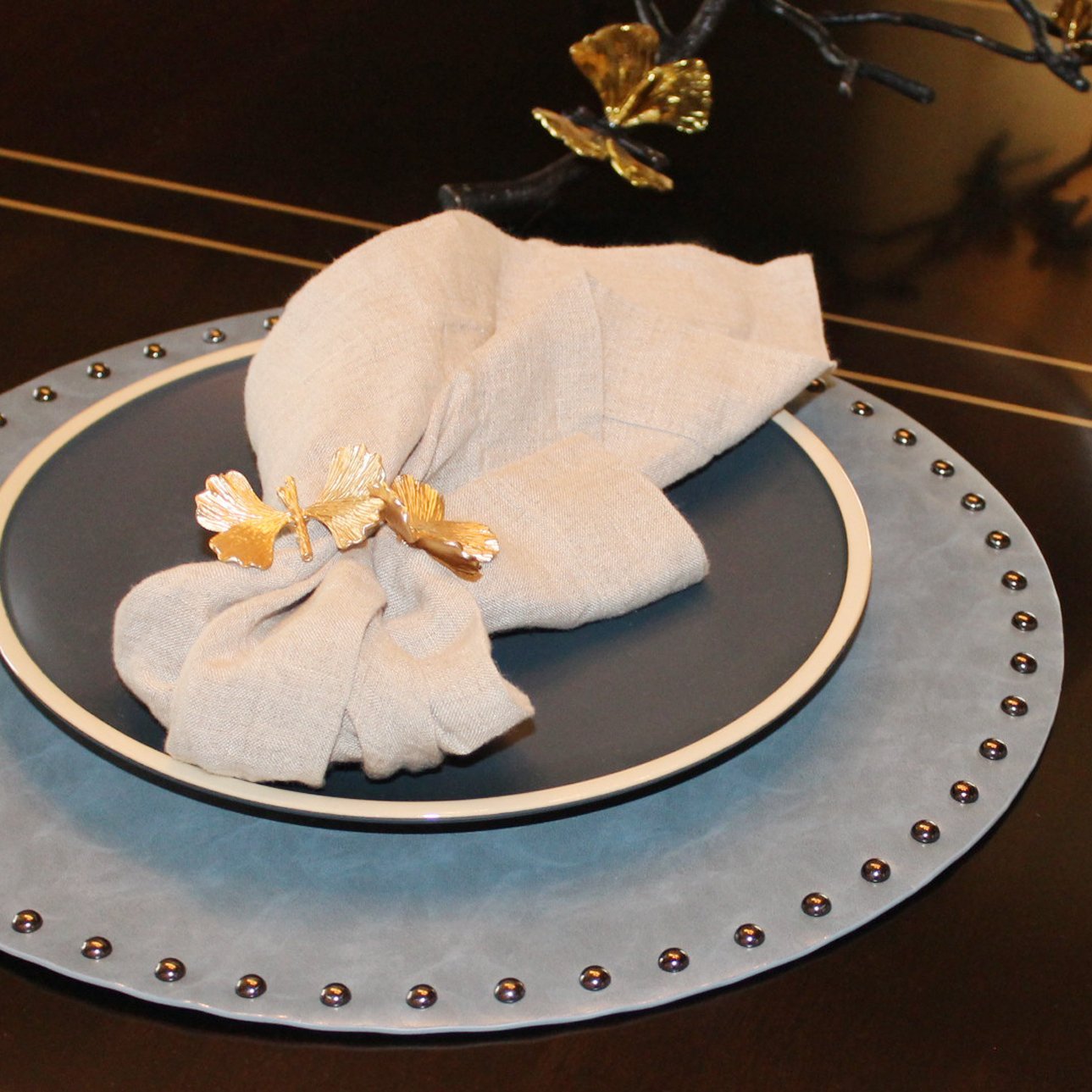 Leather Placemat with Rivets - Set of 4 - Tea + Linen