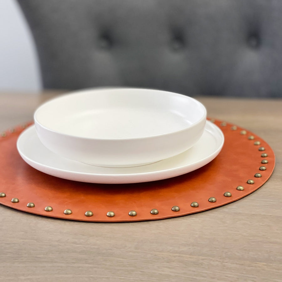 Leather Placemat with Rivets - Set of 4 - Tea + Linen