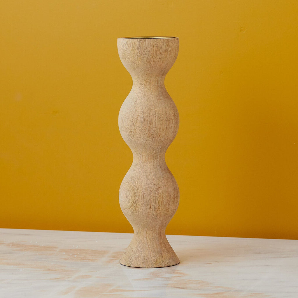 Mango Wood Pillar Candle Holder, Large (pre-order) - Tea + Linen