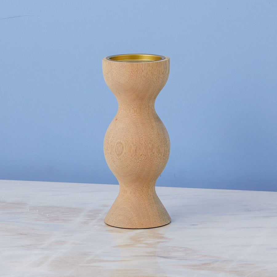 Mango Wood Pillar Candle Holder, Small - Tea + Linen