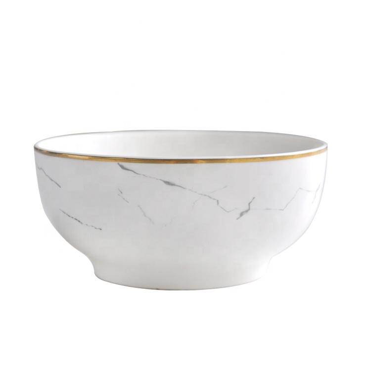 Marble and Gold Rim Bowl - Tea + Linen