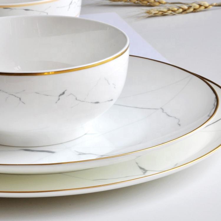 Marble and Gold Rim Bowl - Tea + Linen