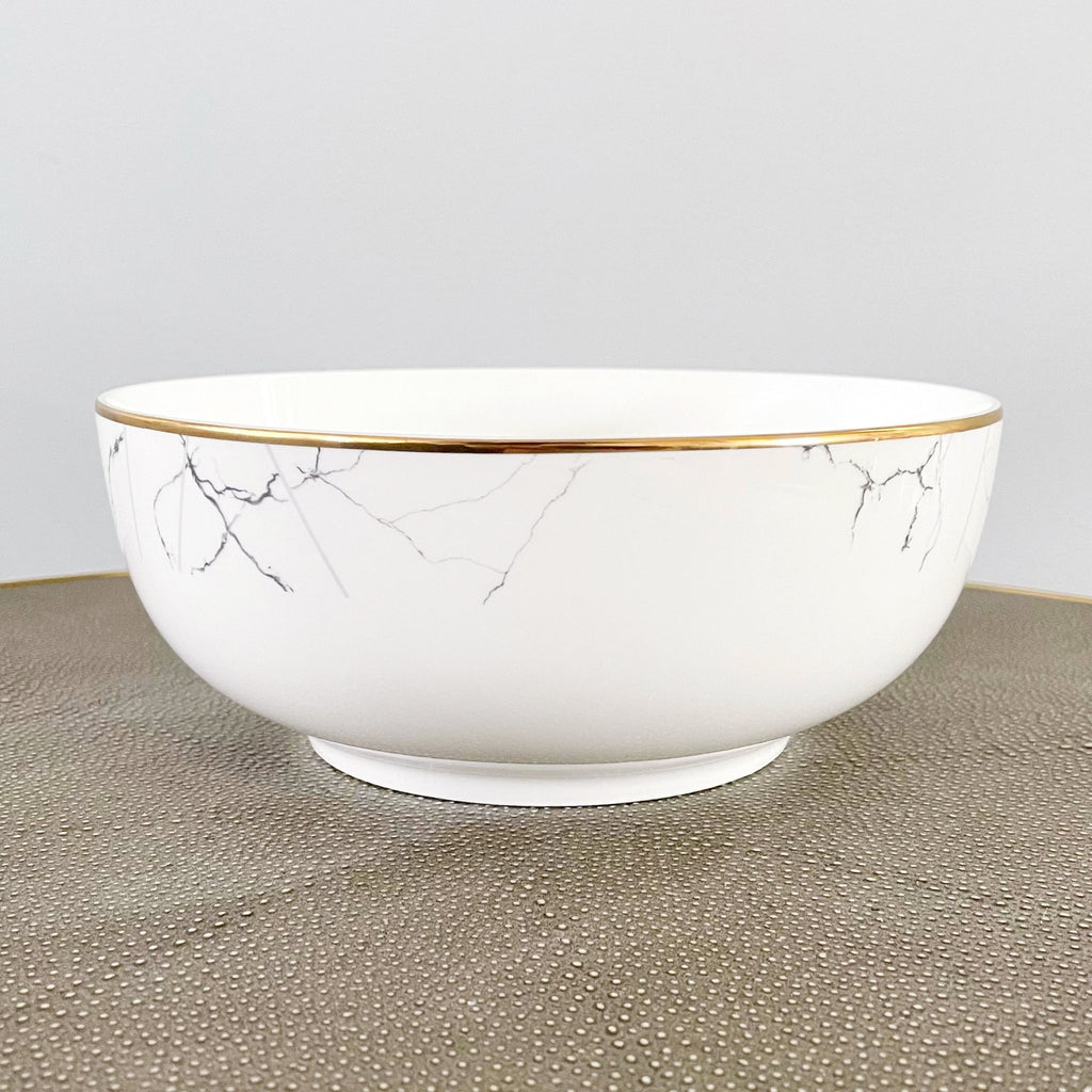 Marble and Gold Rim Serving Bowl - Tea + Linen