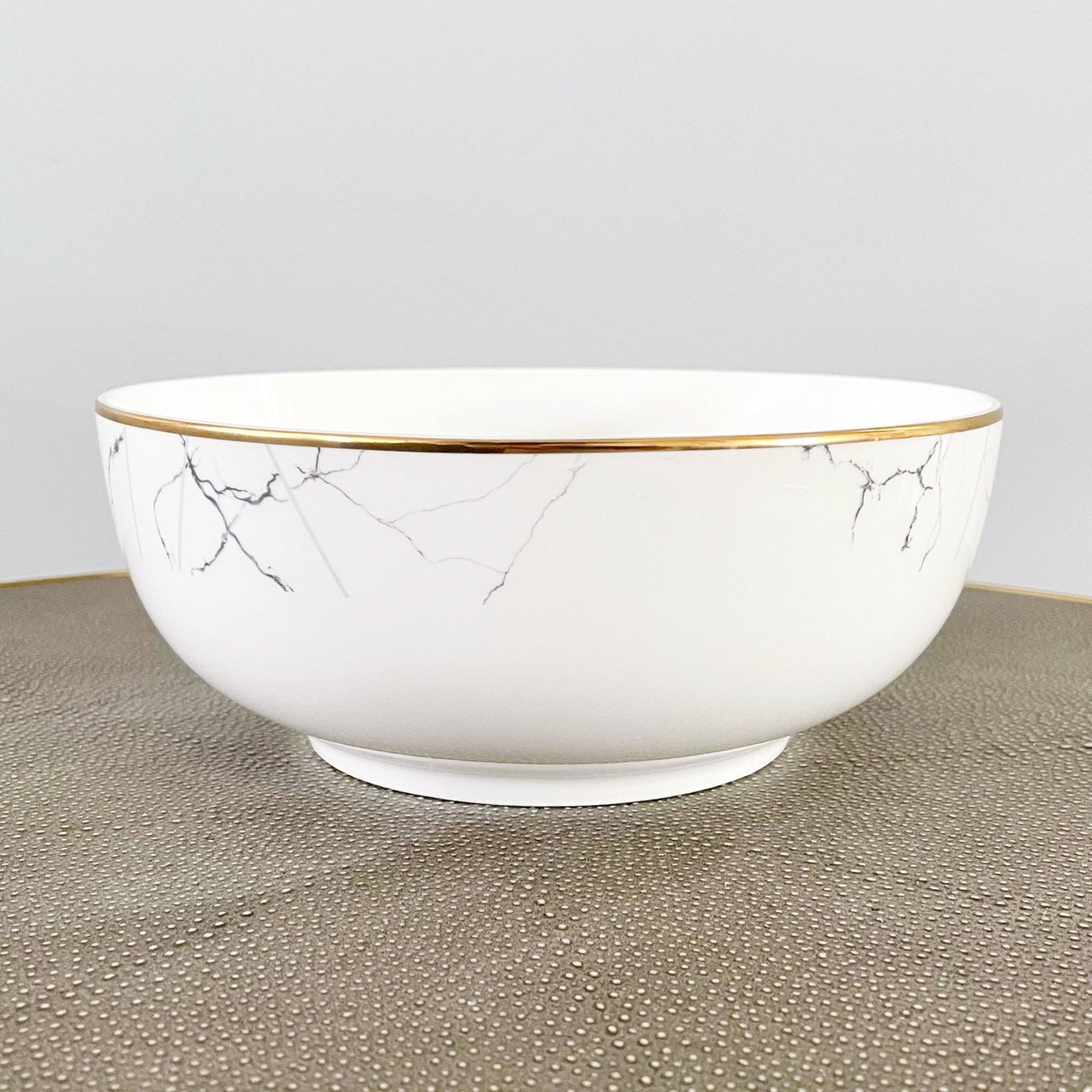 Marble and Gold Rim Serving Bowl Tea + Linen