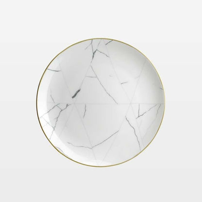 Marble &amp; Gold Rim Dinnerware Set - Tea + Linen