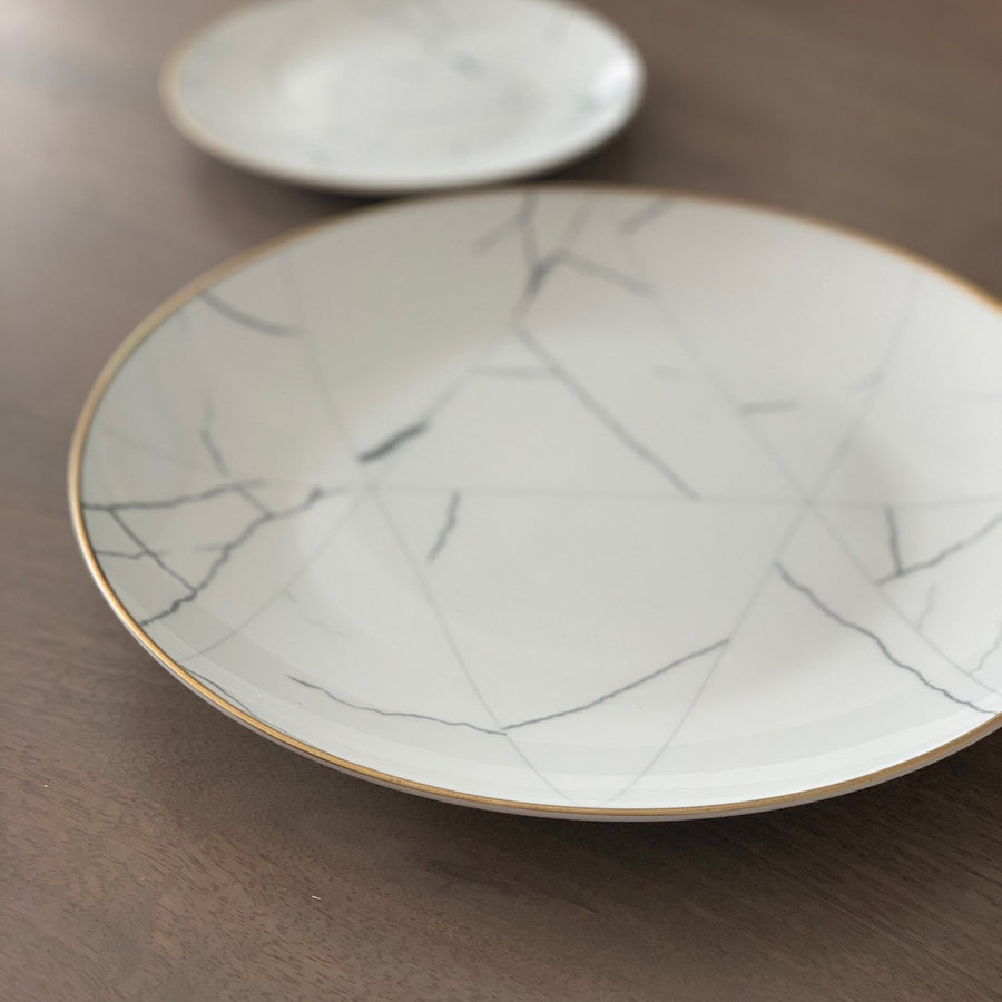 Marble & Gold Rim Dinnerware Set - Tea + Linen