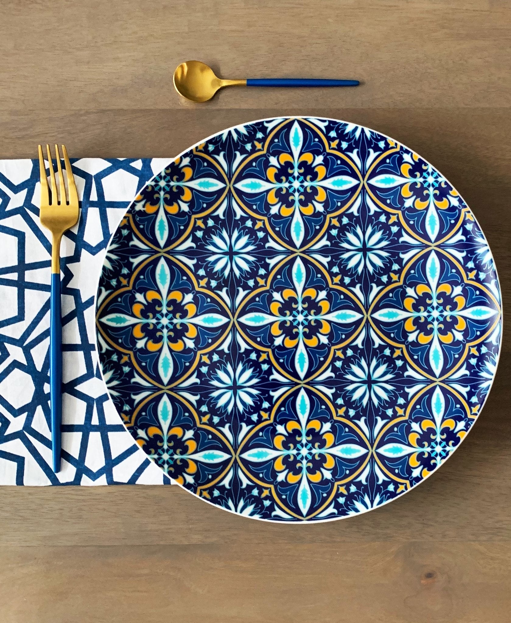 Mavi 4-piece Flatware Set - Blue & Gold - Tea + Linen