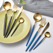 Mavi 4-piece Flatware Set - Blue & Gold - Tea + Linen